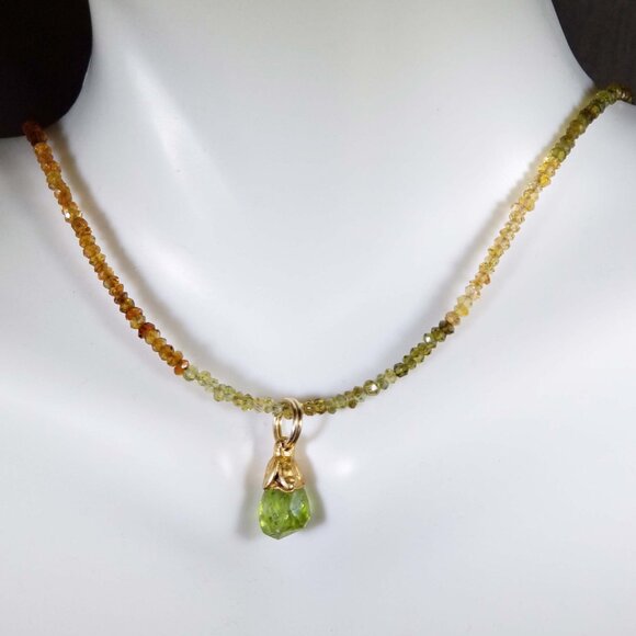Tourmaline Peridot Teardrop Gold-filled Necklace - Picture 1 of 9
